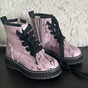 Steve Madden Pink Marble Boots with Black Laces